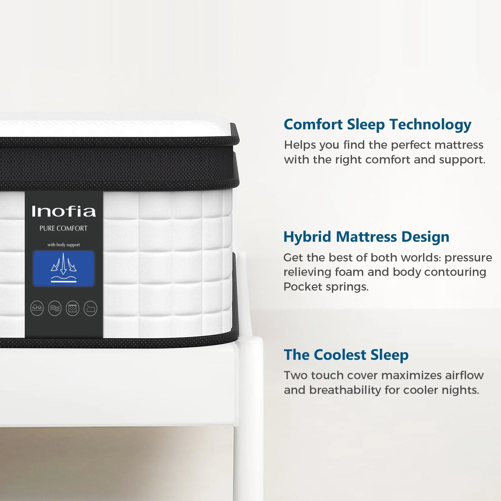 10 Inch Hybrid Queen Size Mattress in a Box with Responsive Memory Foam, Multiple Sizes(Twin/10 inch) Image 4