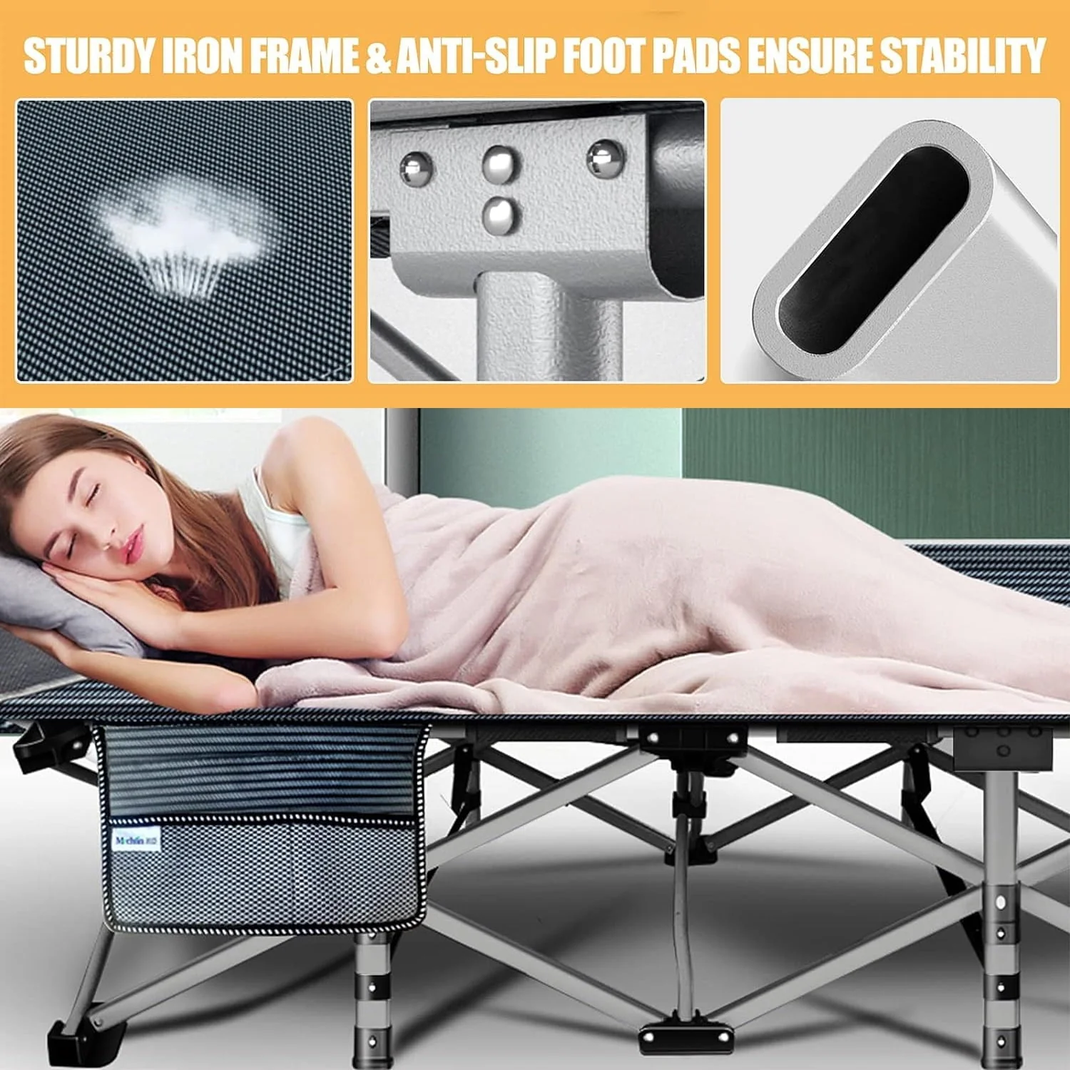 2 Pack Portable Folding Beds for Adults, Heavy Duty Outdoor Bed with Carry Bag Image 3