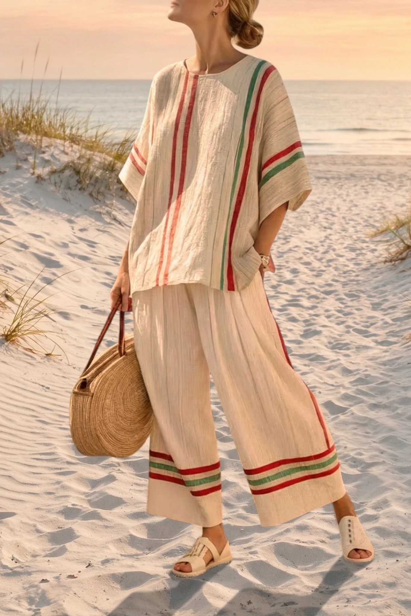 Noemi – blouse boho imprimée et pantalons larges confortables