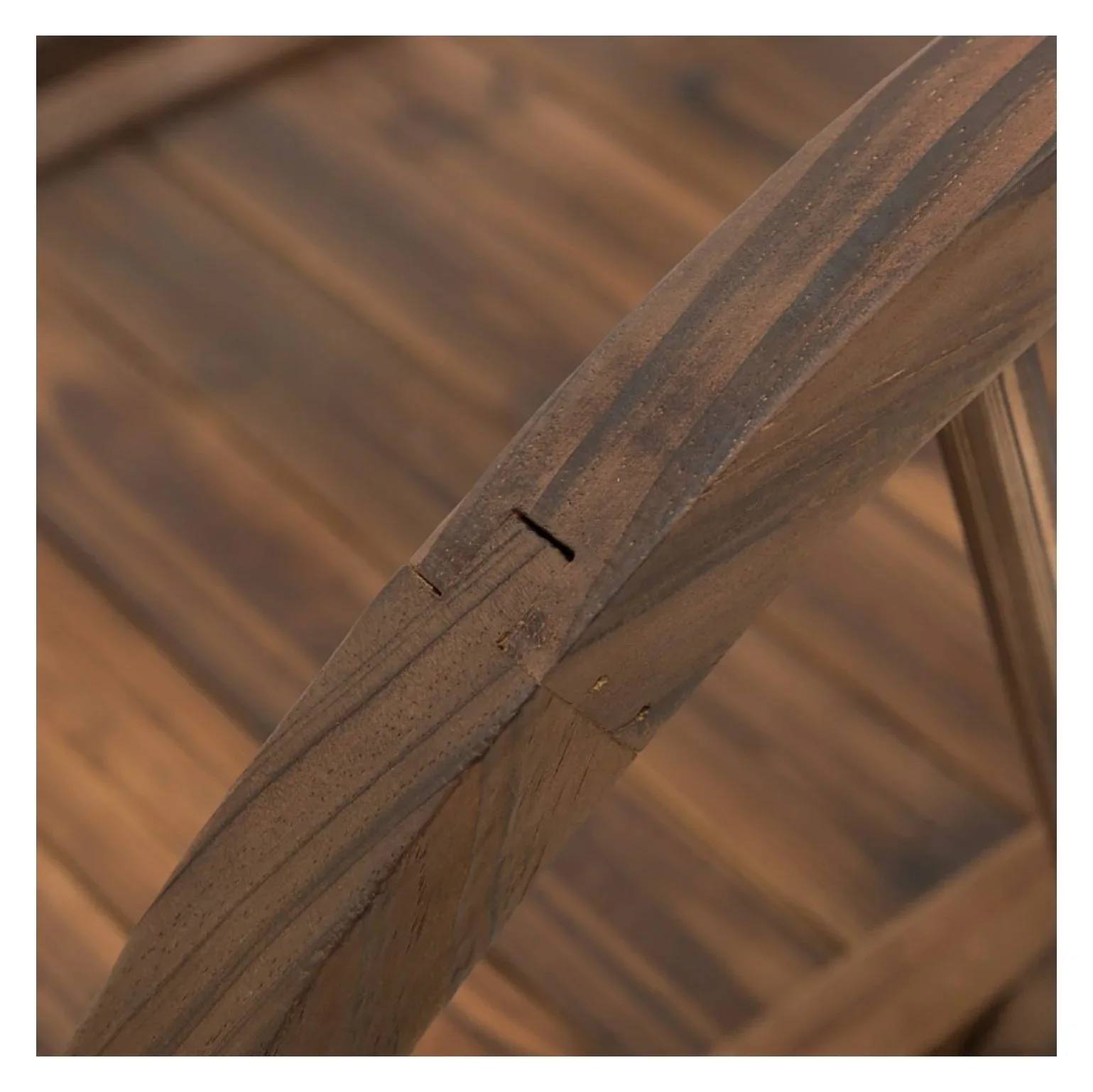 3.3ft Wooden Garden Bridge Arc Footbridge with Half-Wheel Style Railings & Solid Fir Construction, Stained Wood