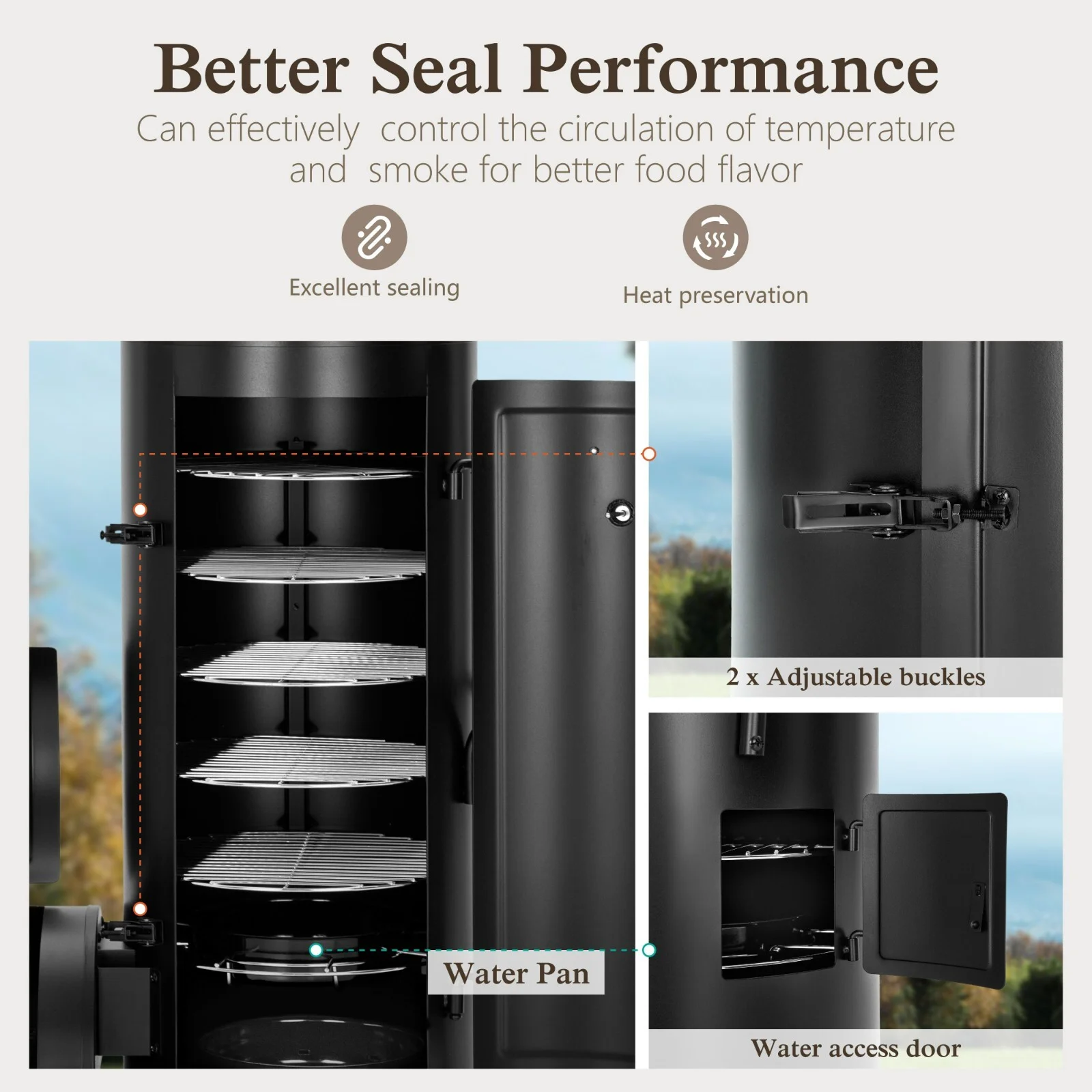 Vertical Offset Charcoal Smoker Grill Extra Large Outdoor BBQ Gill Heavy-Duty - Image 9