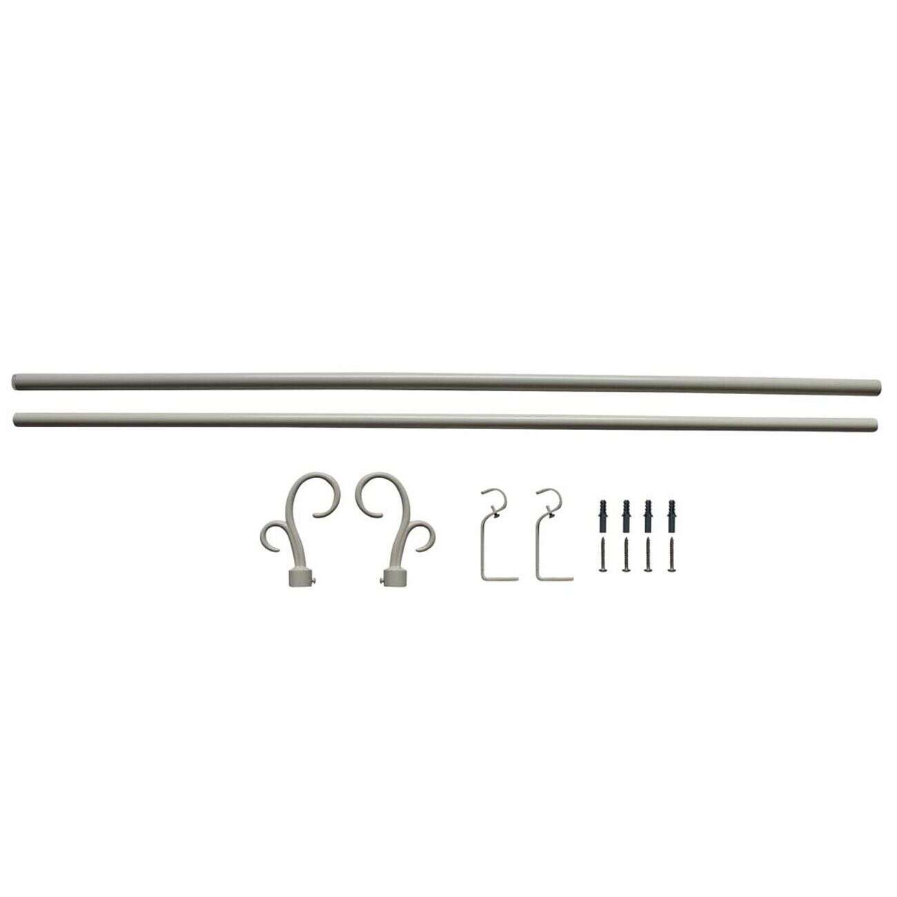 Kit Tringle à rideau extensible 95-180 cm embouts crosse blanc
