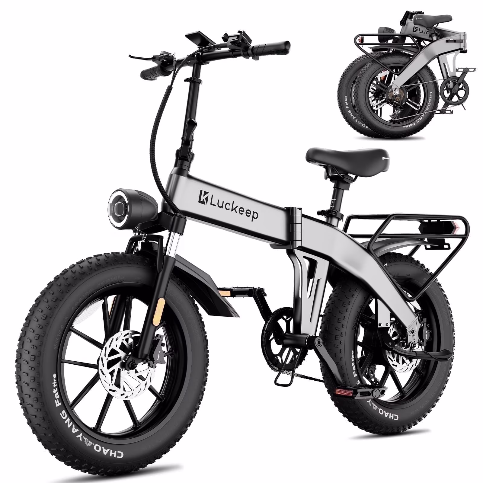 X1 Lite Foldable Electric Bike for Adults 1500W Peak Motor,720WH Removable Battery,28MPH 60 Miles Long Range,20"*4" Fat Tire All Terrain E bike with Front Suspension,Mountain Electric Bicycle(X1Lite Gray) Image 7