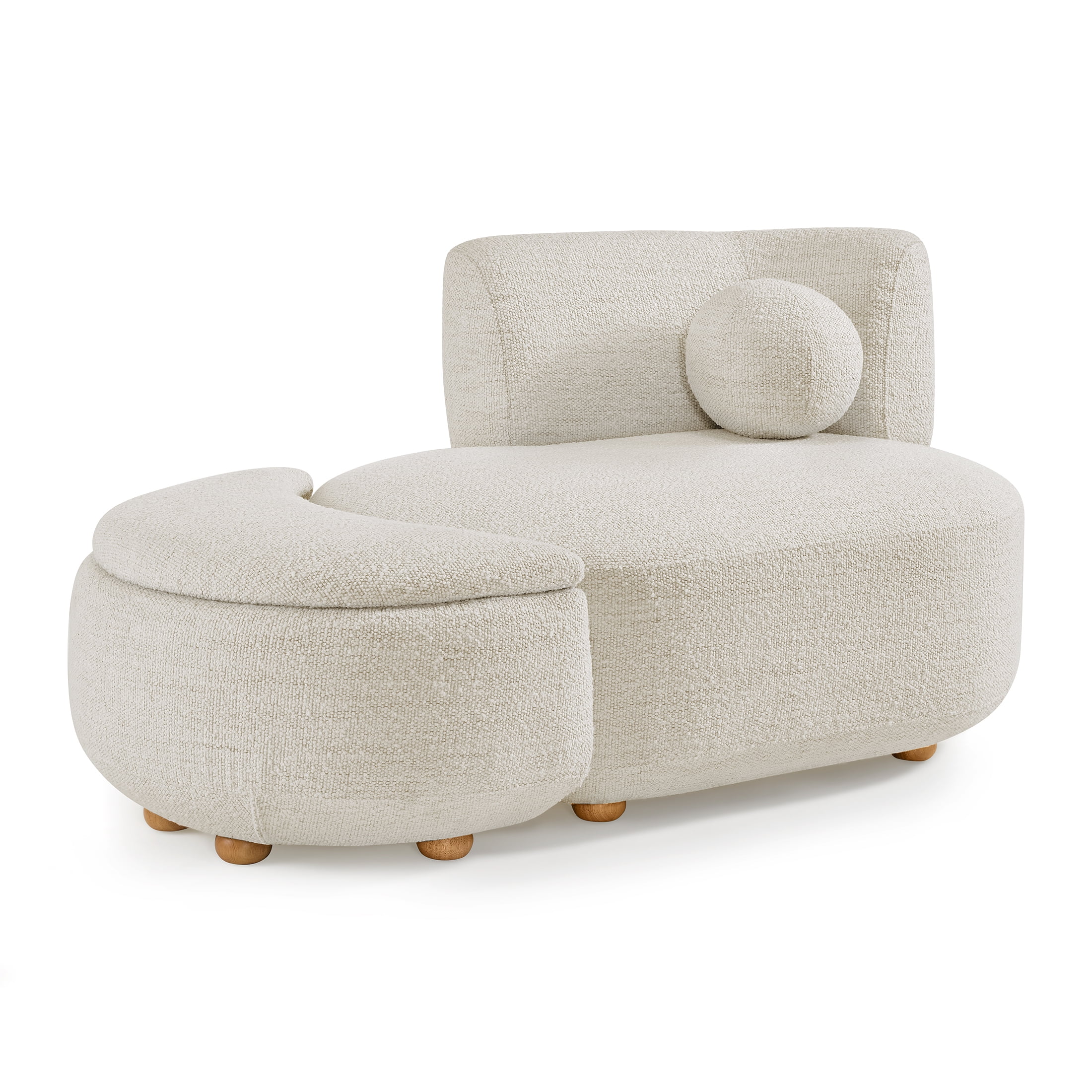 Juliet Modern Boucle Chaise Storage Ottoman, Pearl(White) - Image 6
