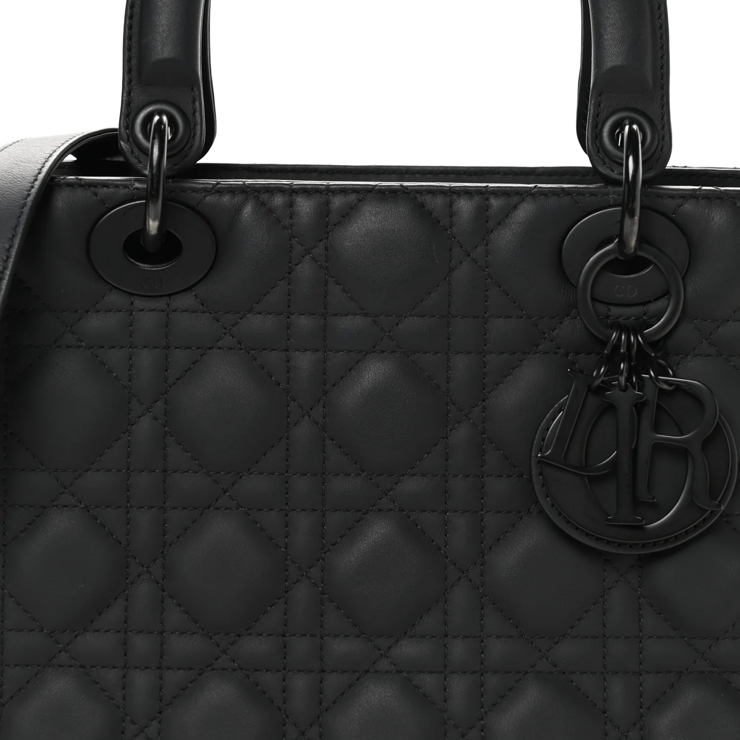 Ultra Matte Calfskin Cannage Medium Lady Dior Black