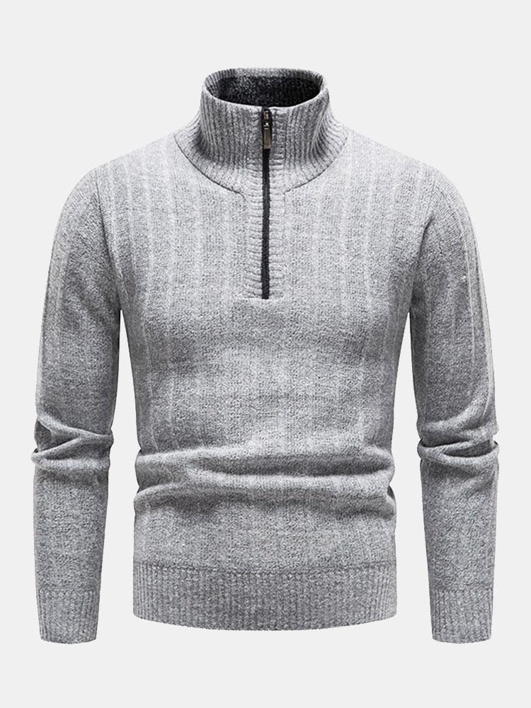 Pull texturé à col zippé