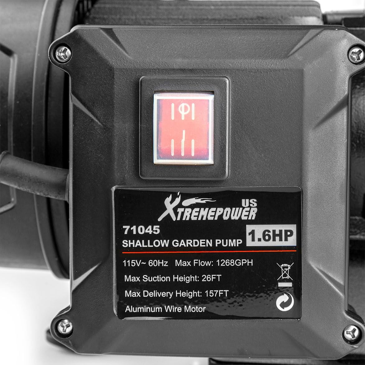 XtremepowerUS 1.6HP Portable Shallow Well Pump, 1268 GPH 120V With Controller, Stainless Steel, For Sprinkler, Irrigation, Garden, Lawn Water Transfer