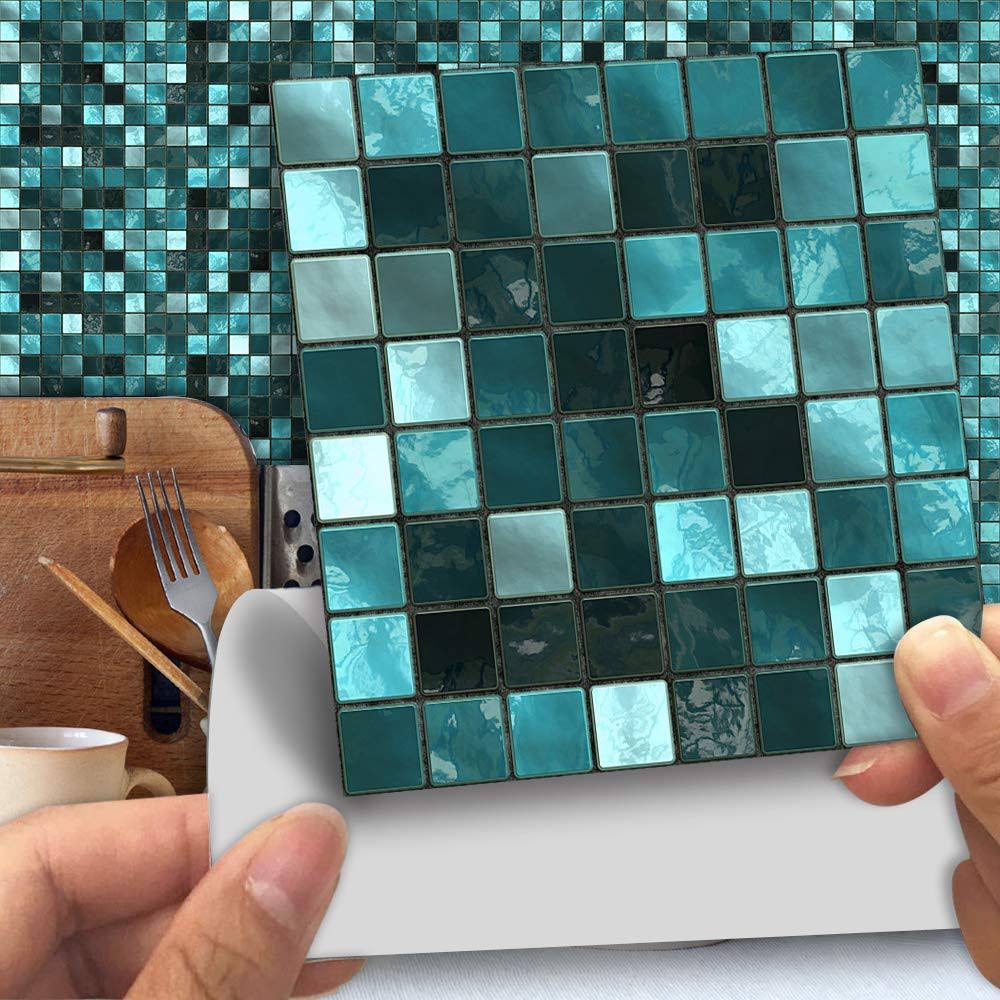 Alwayspon 25 Pcs Self-Adhesive Tile Transfer for Home Decor, Peel and Stick Tile Decal, Water-proof Backsplash Wall Tile Sticker for Kitchen