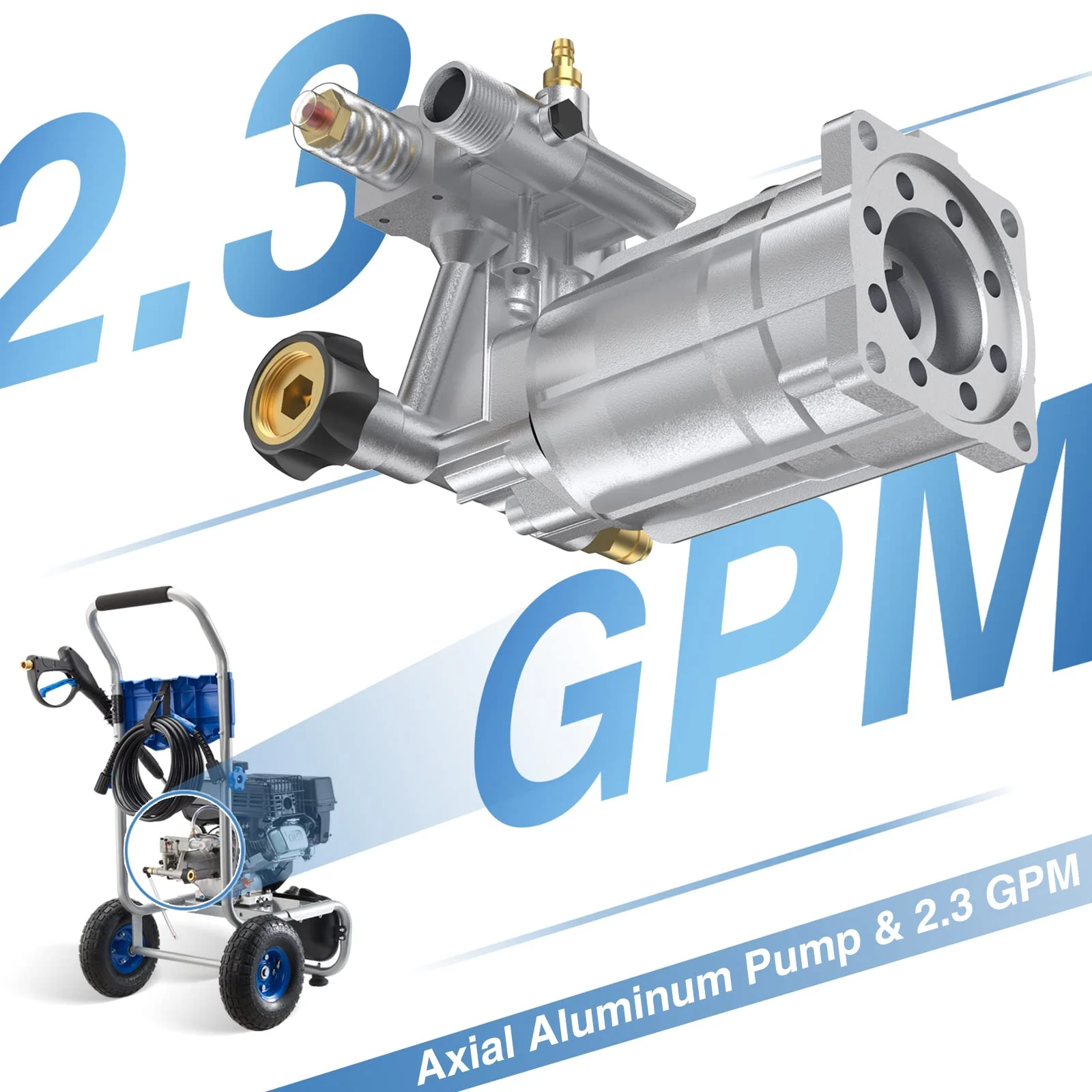 3500PSI Gas Pressure Washer, 2.3GPM Gas Powered High Pressure Clean Machine with 209CC Engine, 4 Adjustable Nozzles for Cleaning Walls, Terraces, Vehicles, Gardens (Blue)(Blue) - Image 2