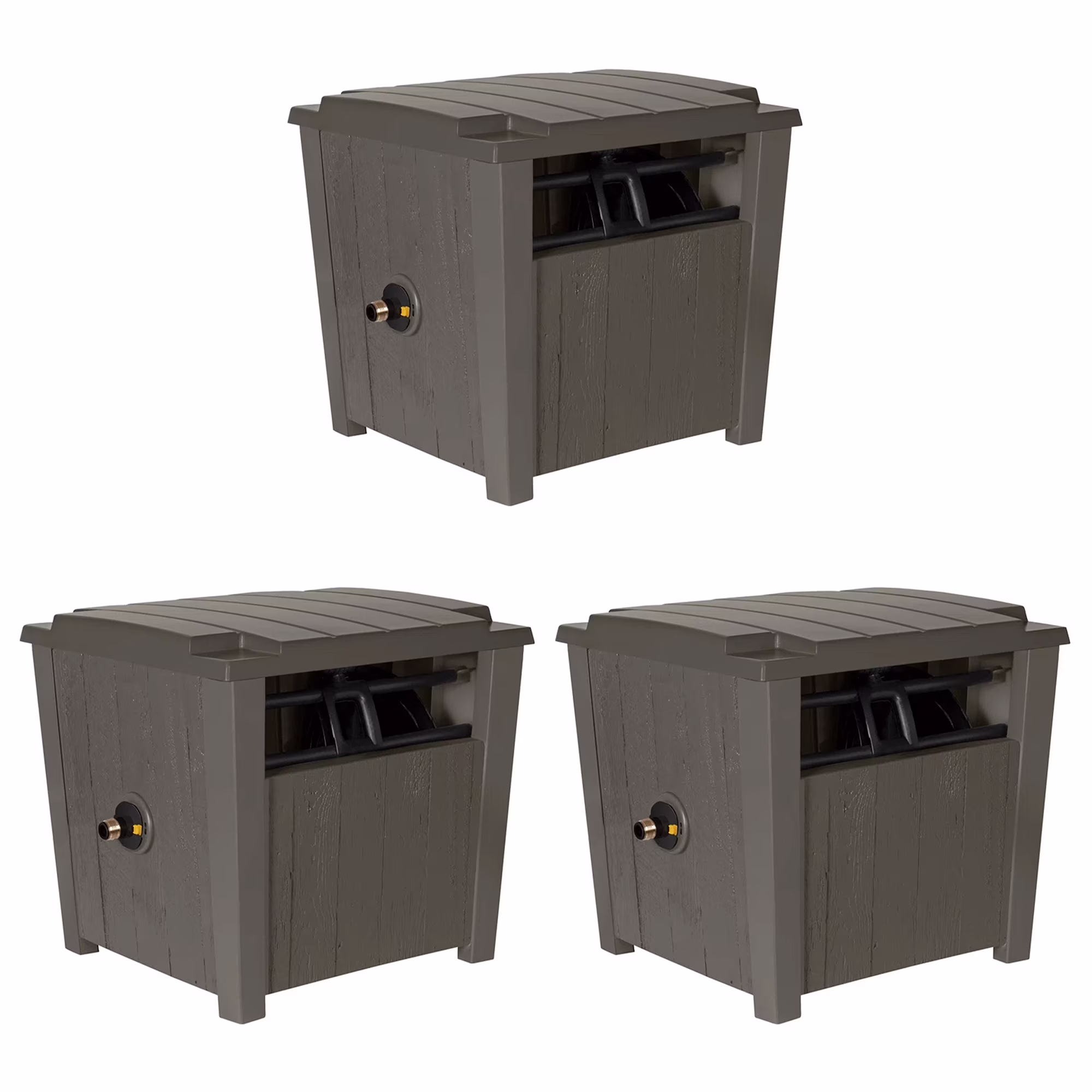 Suncast Farmington Hideaway Garden Hose Storage Pot, Stoney (3 Pack)