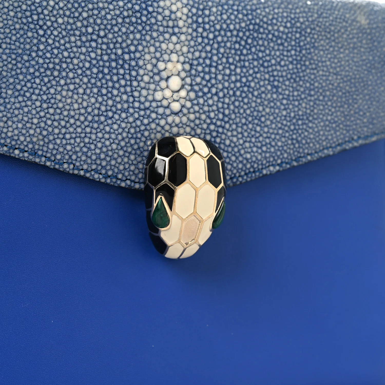 Galuchat Calfskin Serpenti Forever Crossbody Bag Blue