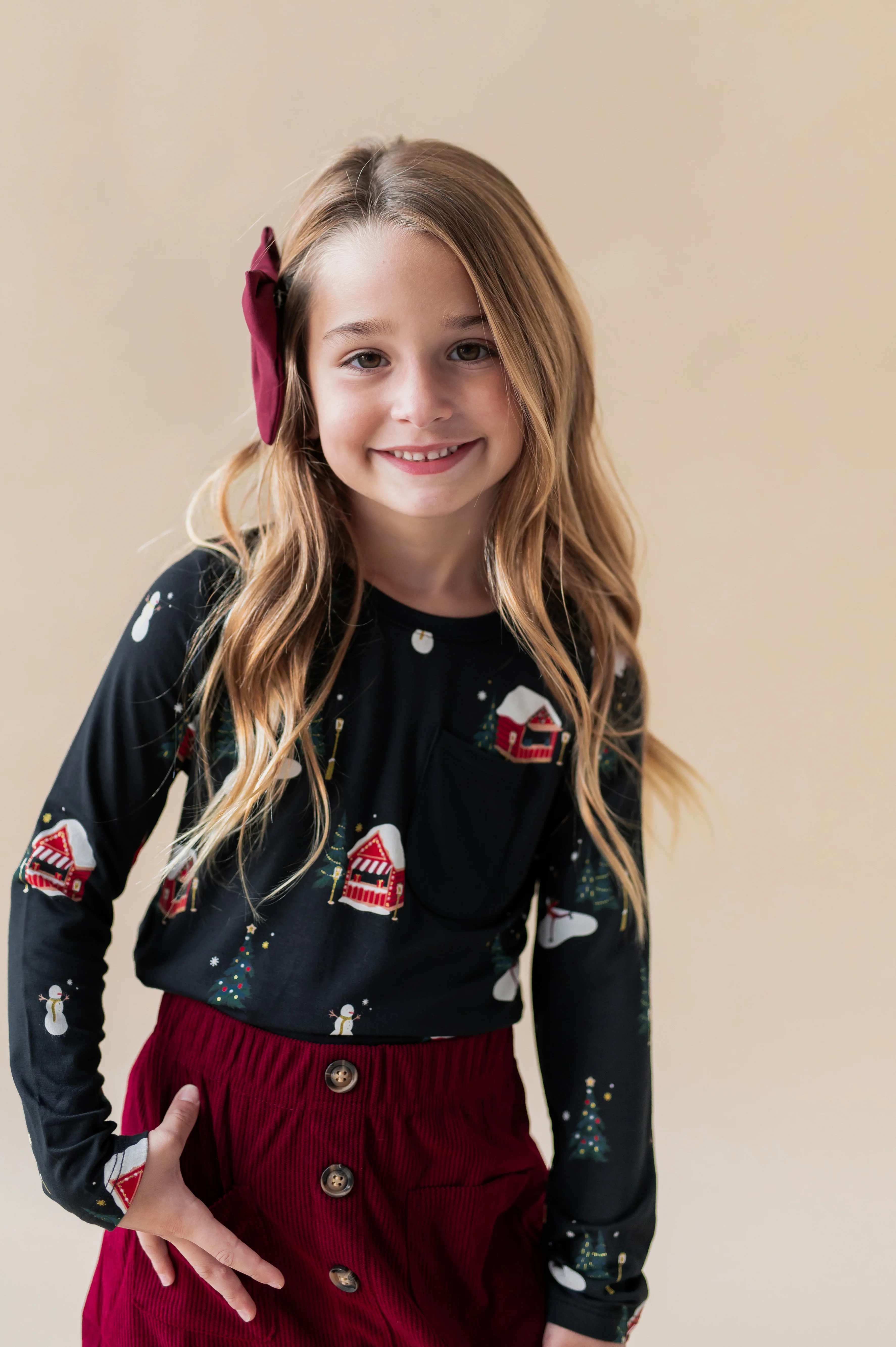 Long Sleeve Toddler Crew Neck Tee in Winter Wonderland