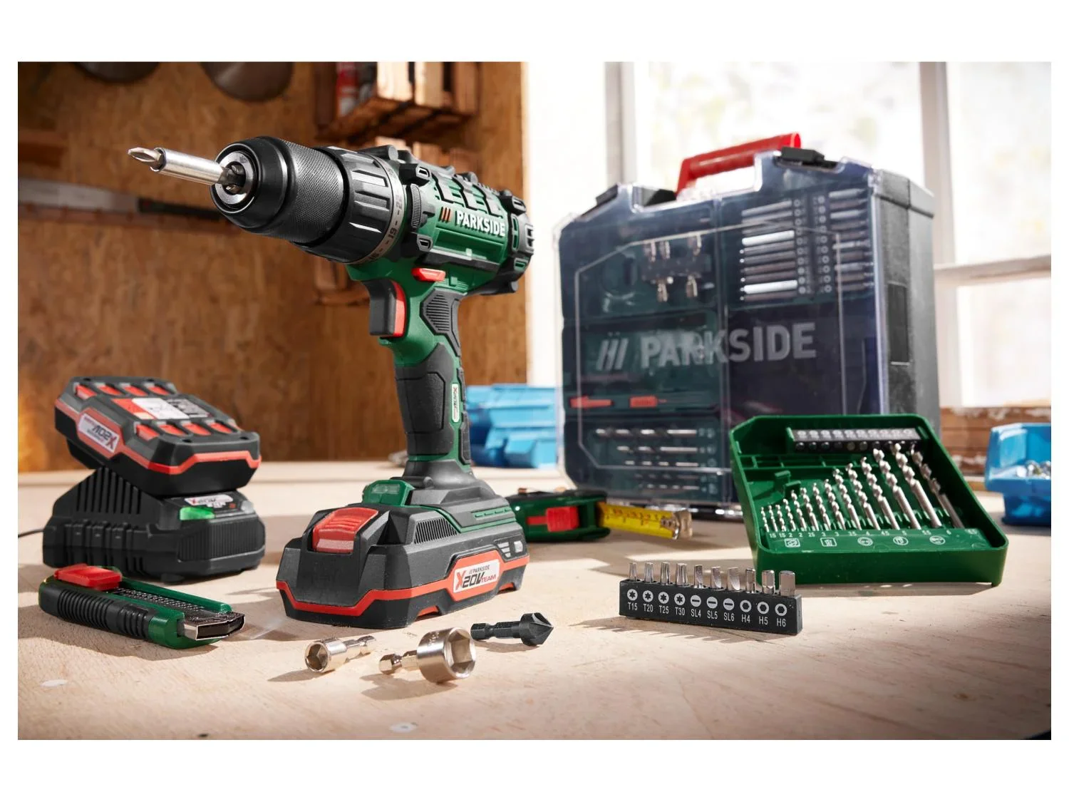 PARKSIDE Set perceuse-visseuse sans fil PABS 20-Li G8 + batterie + chargeur, 20 V