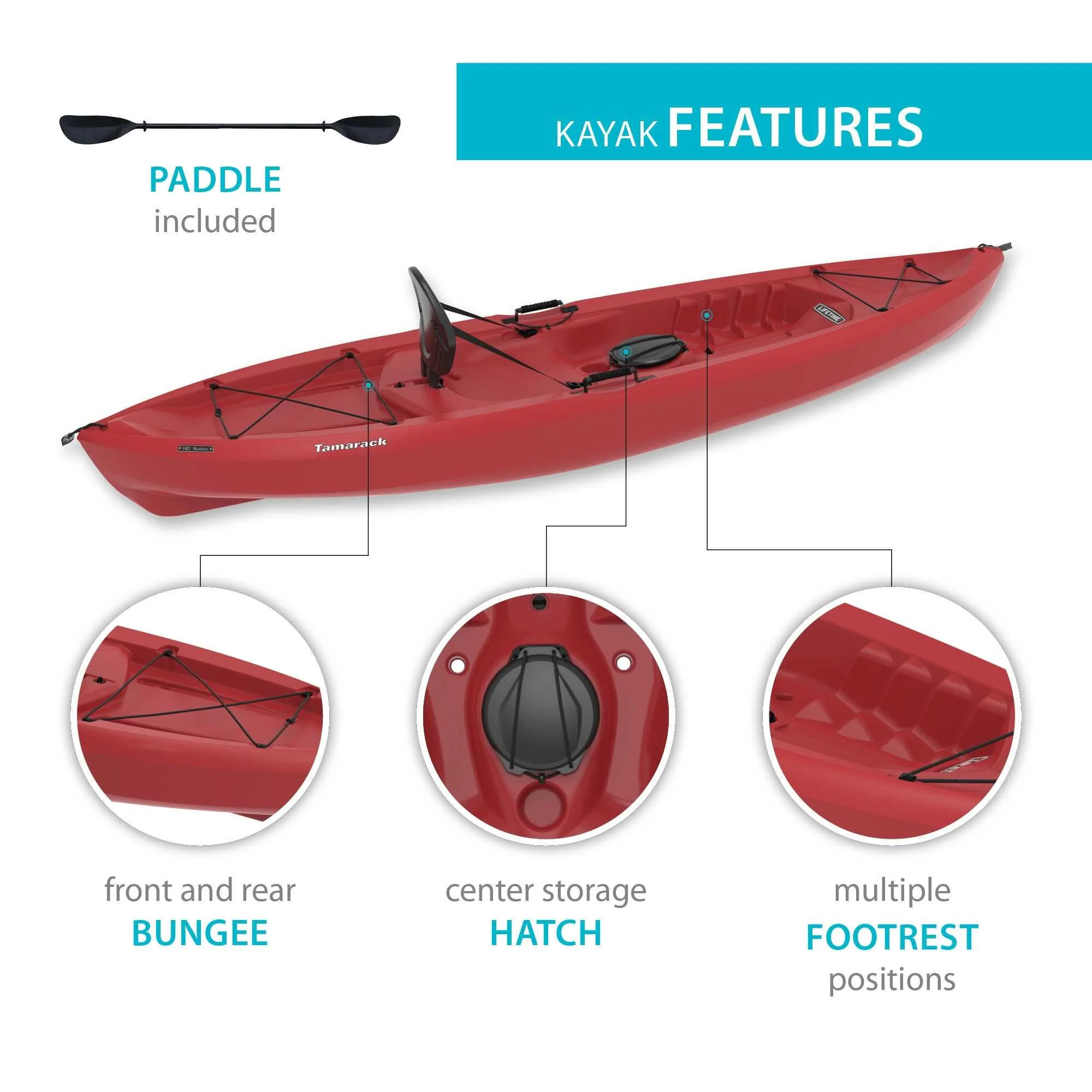 Lifetime Tamarack 10 Ft. Sit - on - Top Kayak, Fire Red (90486)