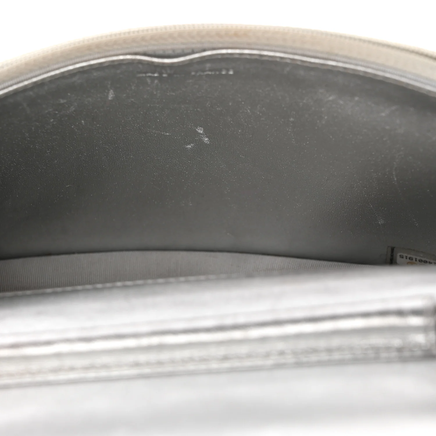 Metallic Lambskin Quilted Wallet On Chain WOC Silver