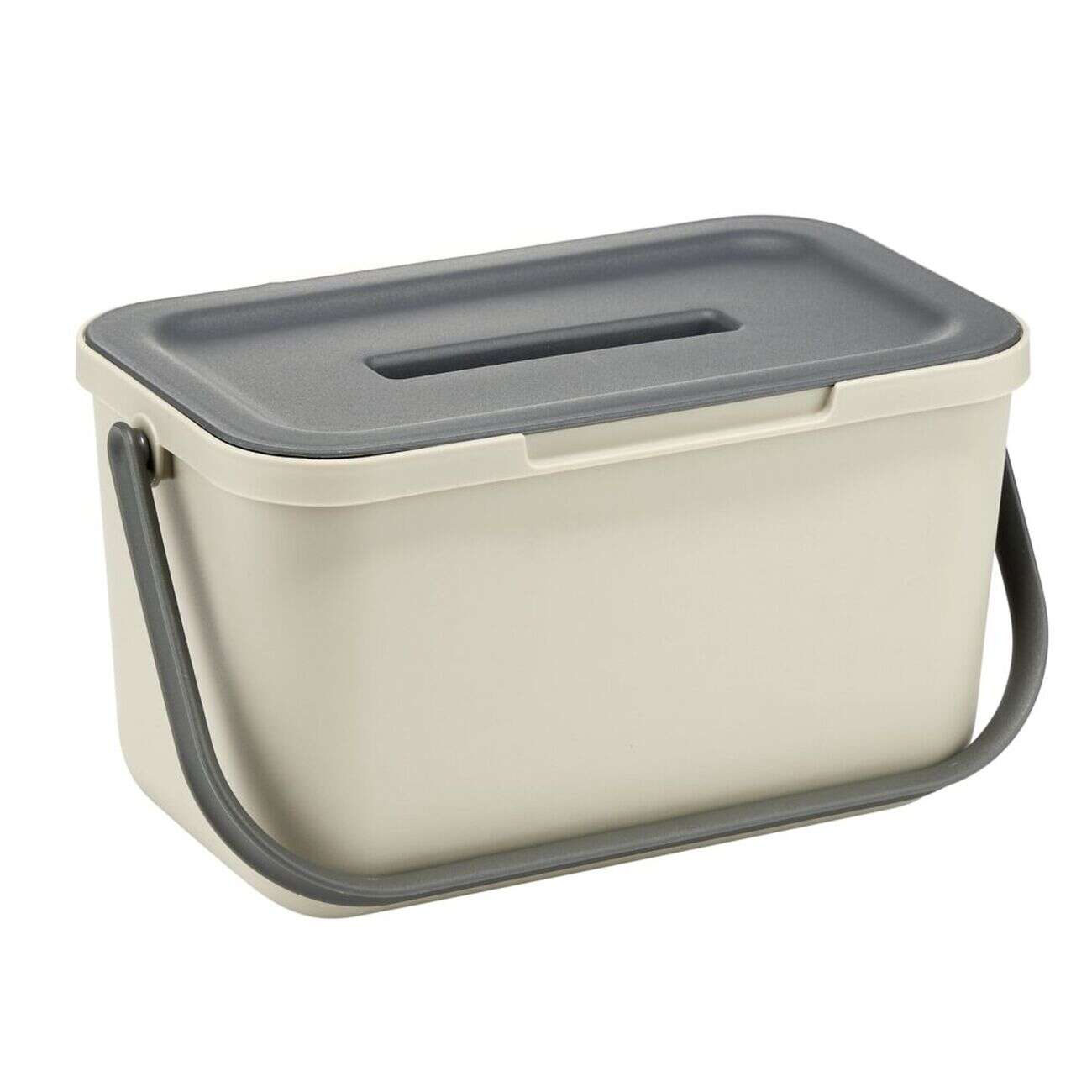 Poubelle compost de porte 4L plastique gris et beige 25,5x16,5xH14cm