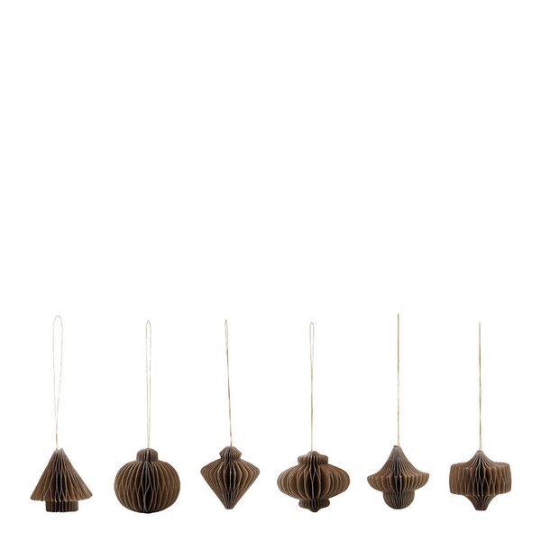 Comb julepynt 6 stk lysebrun