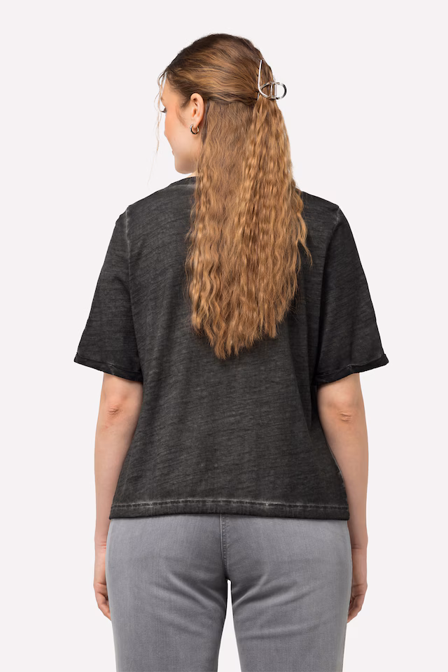Cold Dyed Sweetheart Neckline Short Sleeve Tee