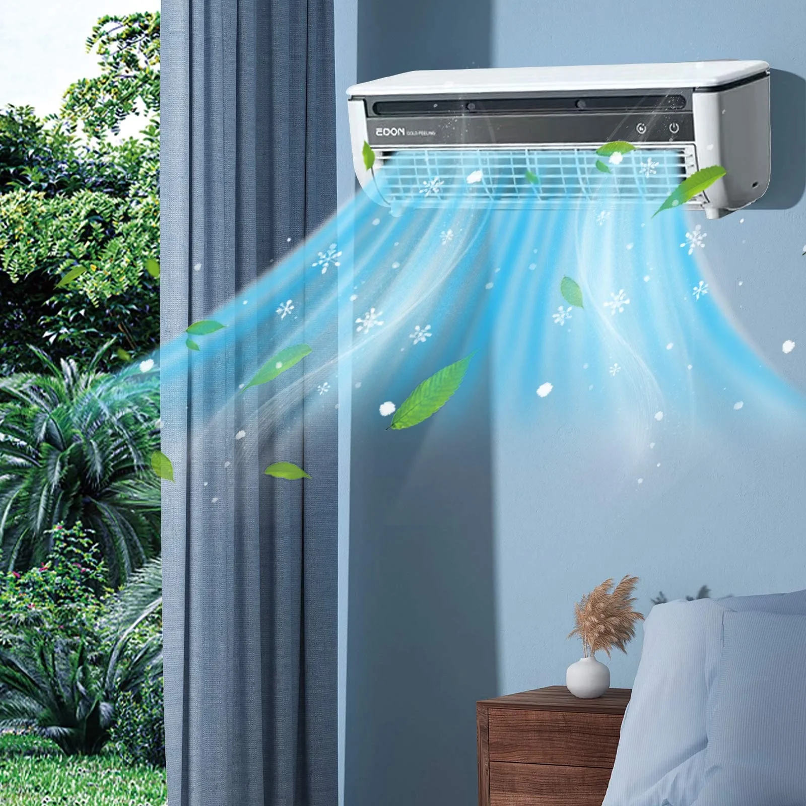 5,000 BTU Wall Mounted Air Conditioner with Remote Control, Digital Display, Cool up to 150 Sq. Ft., Perfect for Small Bedroom, Living Room, Home Office, White(White) - Image 6