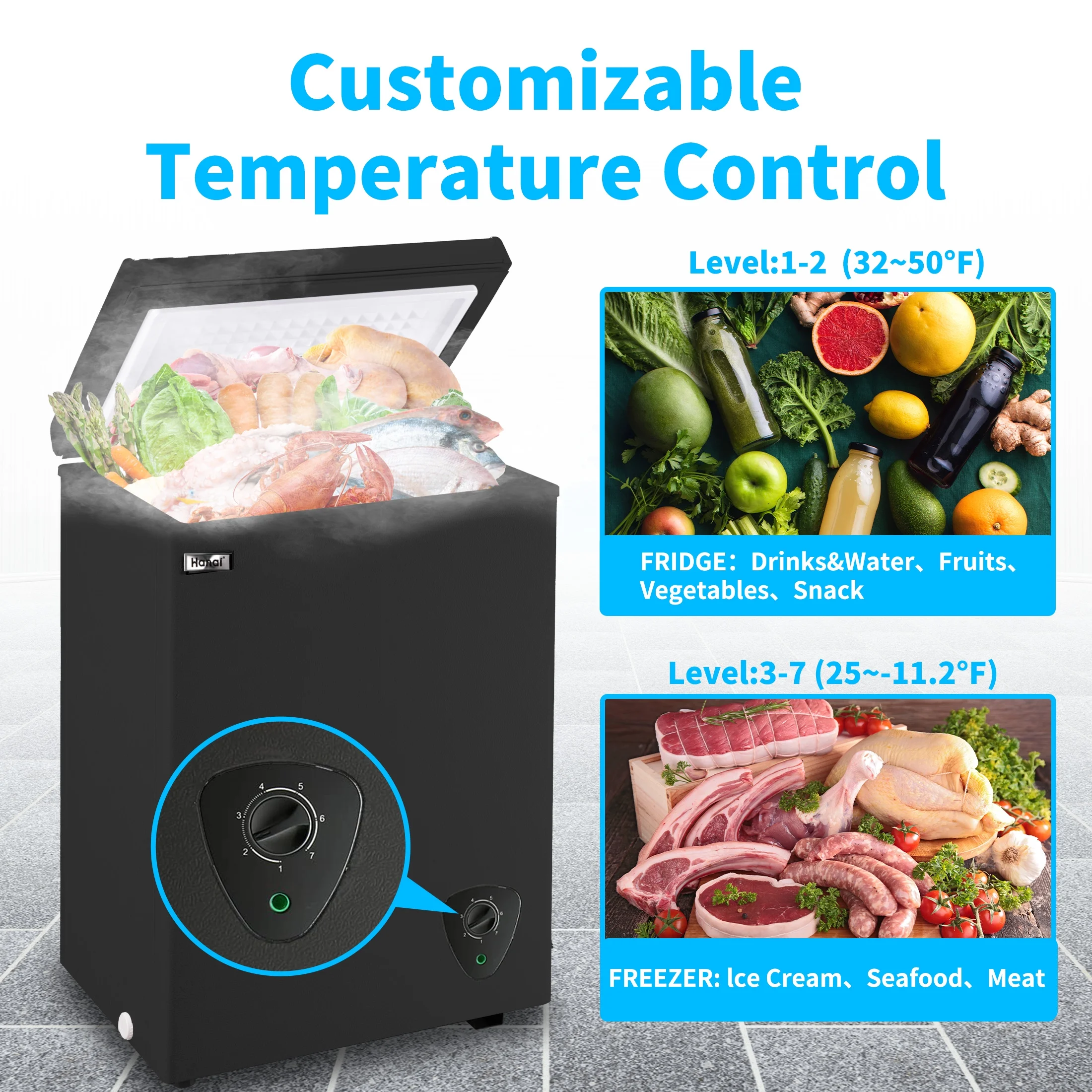 3.5 Cu.ft Freezer, Chest Freezer, Deep Freezer with Top Open Door - Image 5