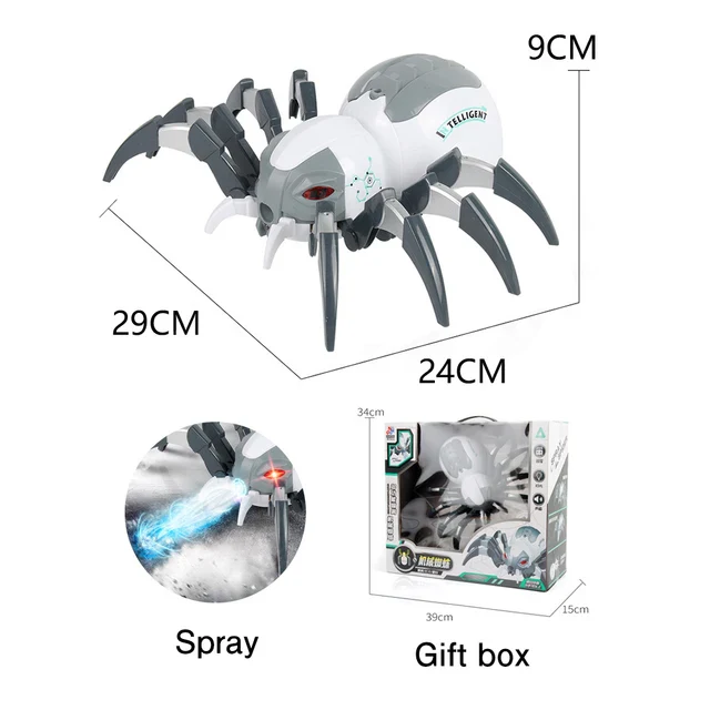 Robot Spider Remote Control Mechanical Spray Spider Simulation Electric Light Music Dancing Wireless RC Animal Children Toy
