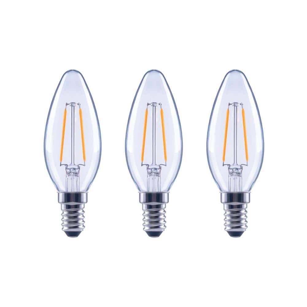 Ecosmart 25-Watt Equivalent B11 E12 Base Dimmable Clear Filament Vintage Style LED Light Bulb, Soft White (3-Pack)