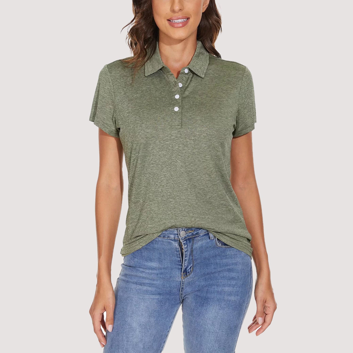 Polos pour femmes à 4 boutons, T-shirts de sport respirants et évacuant l'humidité