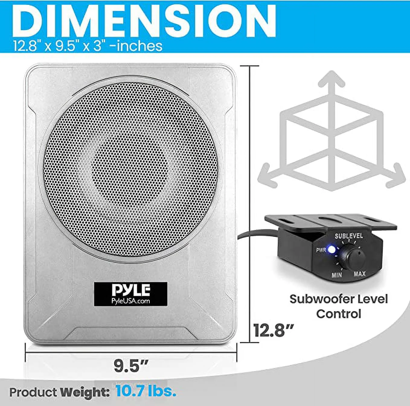 8-Inch Low-Profile Amplified Subwoofer System 600-Watt Compact Car Subwoofer W/ Built in Amp - Image 3