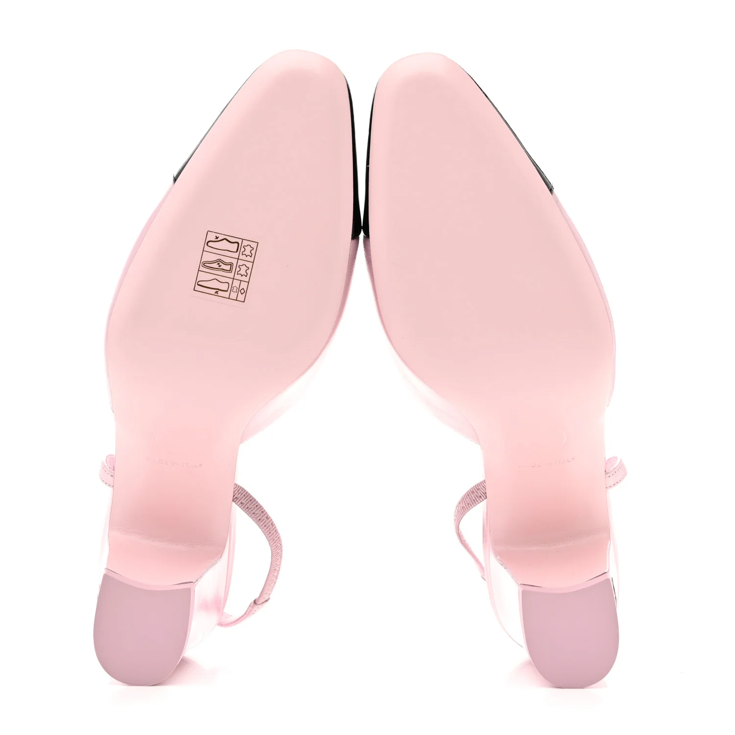 Laminated Lambskin Patent Cap Toe CC Slingback Pumps 37 Light Pink Black