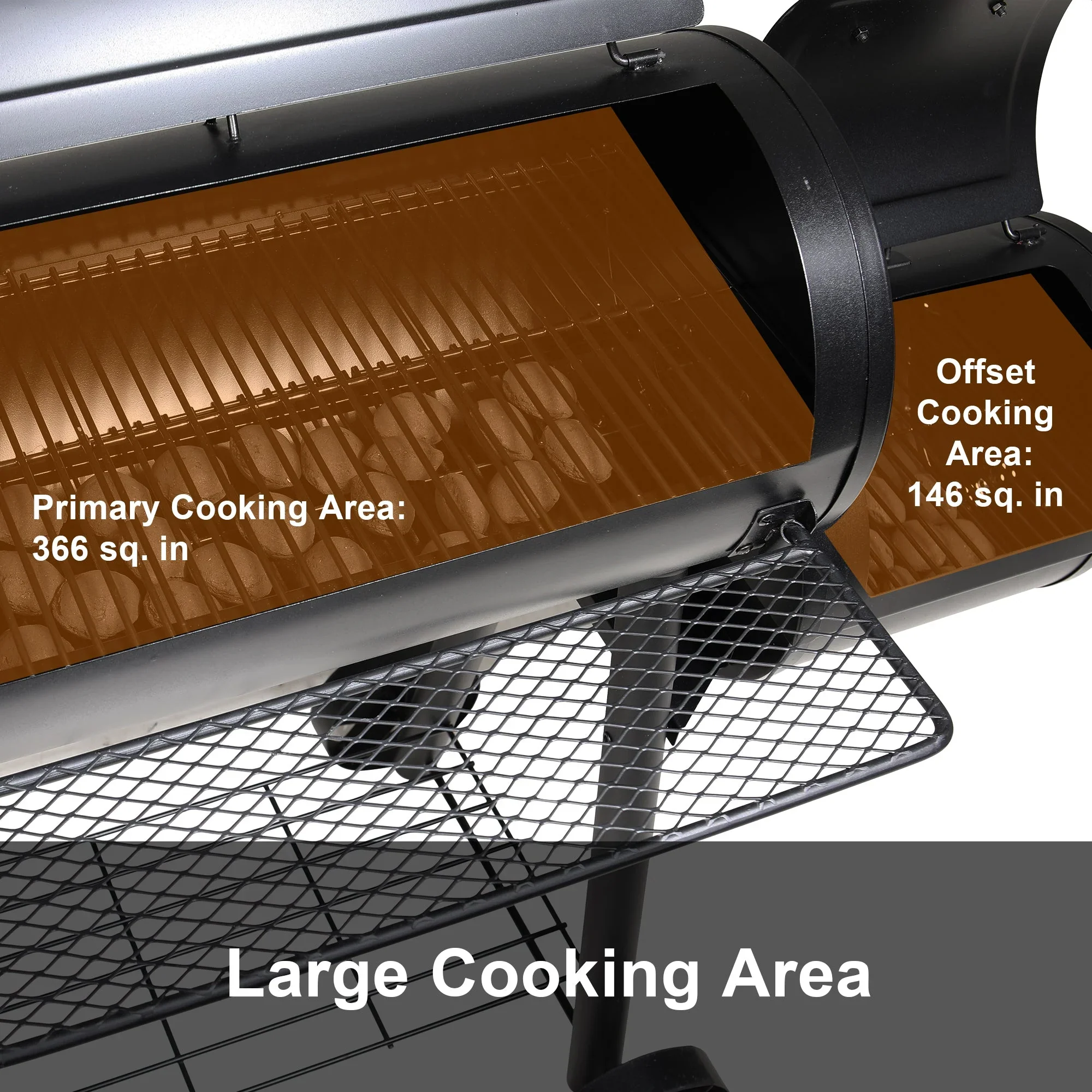 & William Portable BBQ Charcoal Grill with Offset Smoker, Black