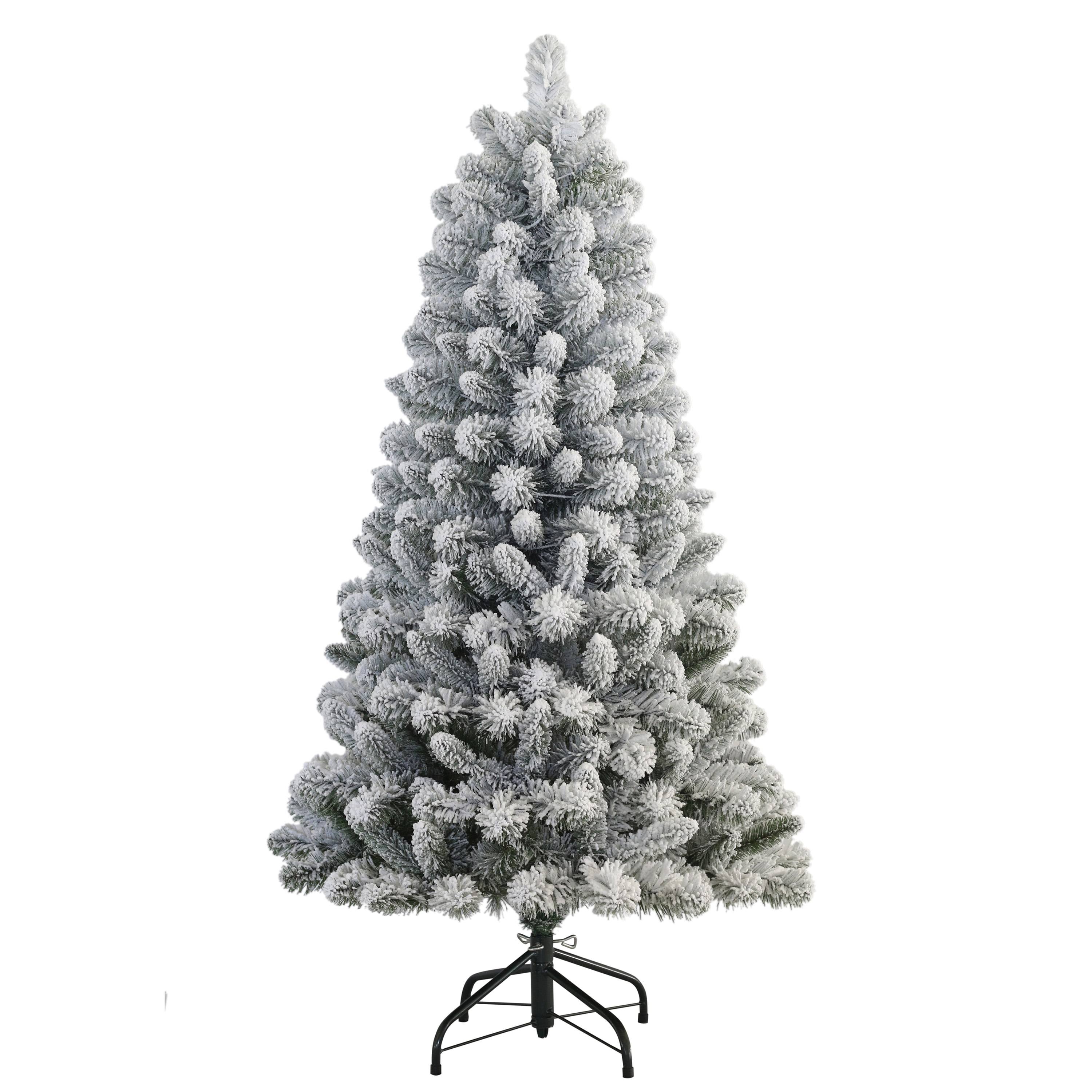 Puleo International 0998-TF45 4.5 ft. Flocked Virginia Pine Artificial Christmas Tree with Stand Green