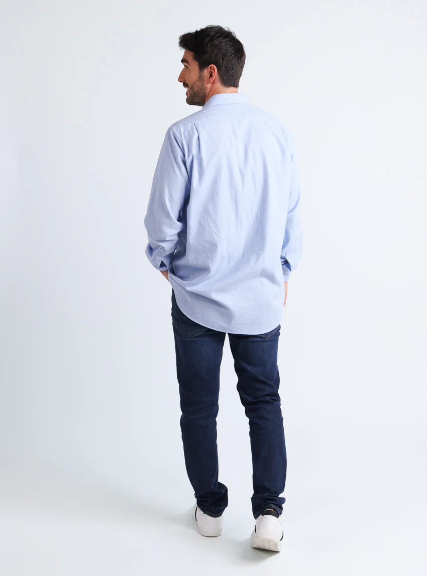 Chemise homme en laine et coton Bleu Clair