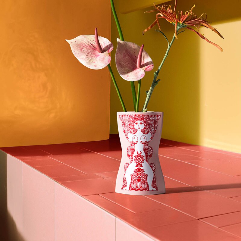 Nina vase 16,5 cm pink/rød