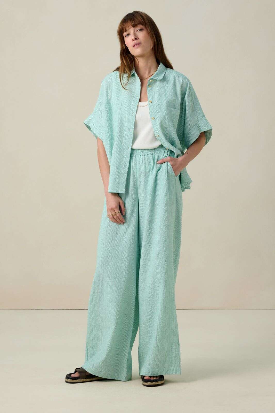 Groen gestreepte blouse