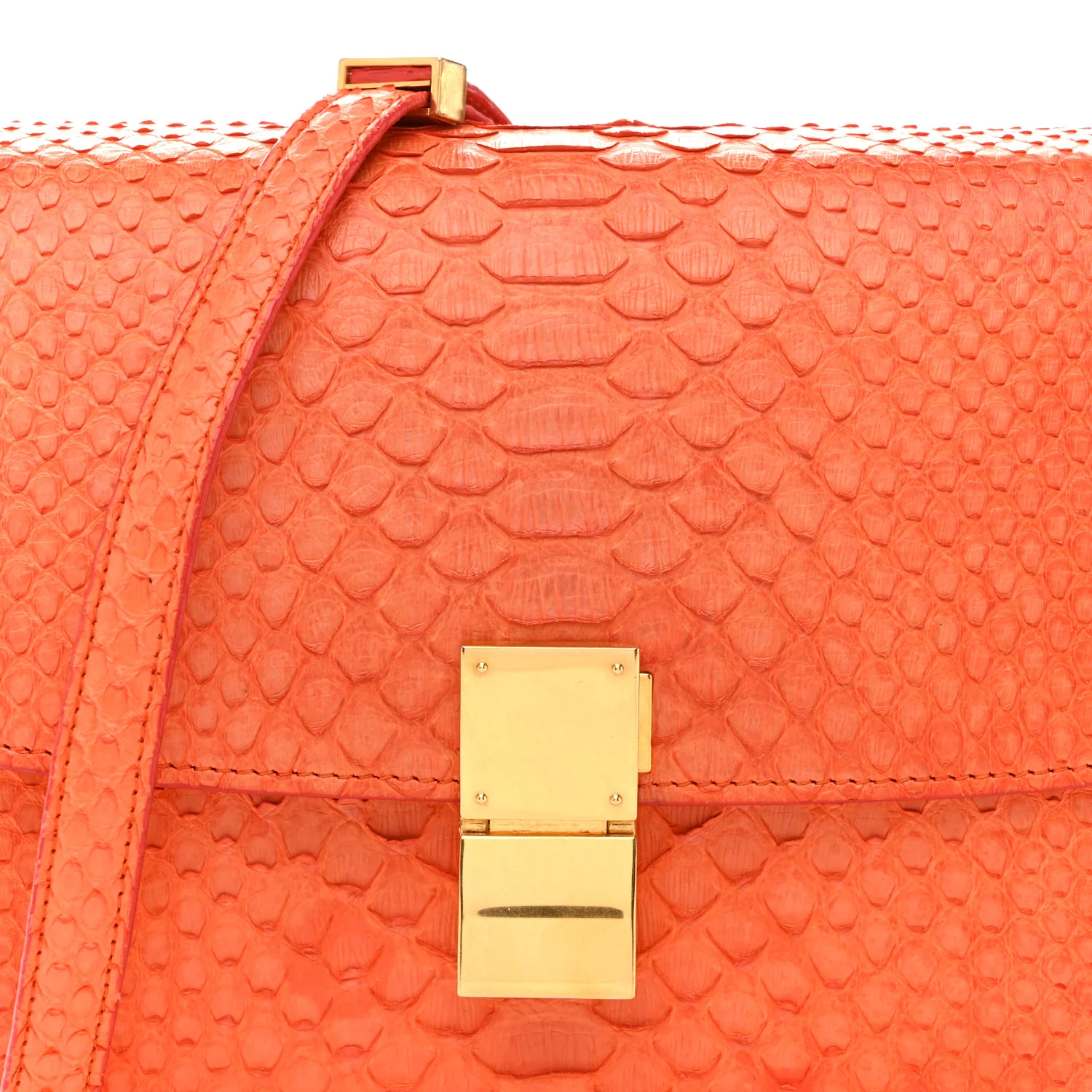 Snakeskin Medium Classic Box Flap Orange