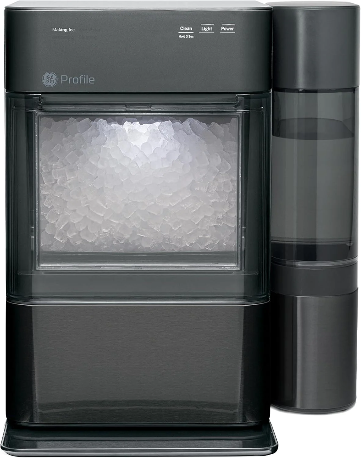 Machine à glaçons GE Profile Opal 2.0 XL avec réservoir de 3,8 litres, glaçons en pépites croquants et faciles à mâcher, pelle incluse, 17 kg en 24 heures, avec Wi-Fi et fonctionnalités intelligentes, en acier inoxydable.