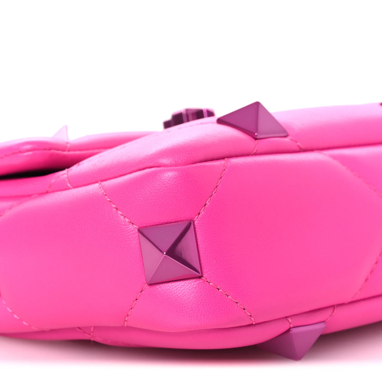Nappa Lacquer Monochrome Small Roman Stud Shoulder Bag Pink PP