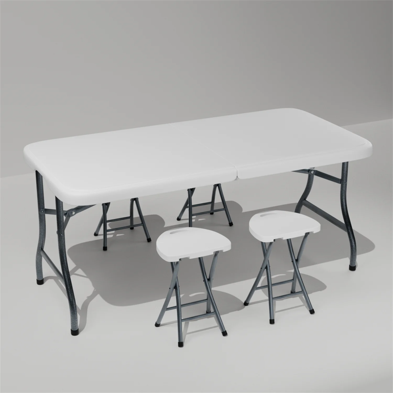 Hommoo 6ft Plastic Foldingtable, Portable Collapsible Table Outdoor Foldable Picnic Table for, Party, Hiking, Patio, Banquet, Wedding, Camping, with Lock, Handle, White