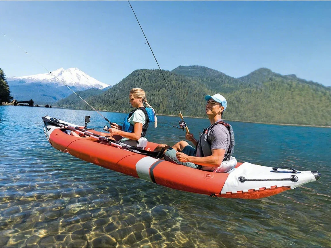 1-PERSON Inflatable Kayak with Paddles, Pump & Fishing Rod Holders