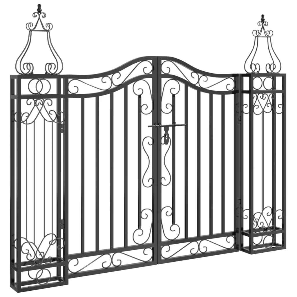 vidaXL Garden Gate Ornamental Fence Gate with Bolt Hinge Trellis Wrought Iron
