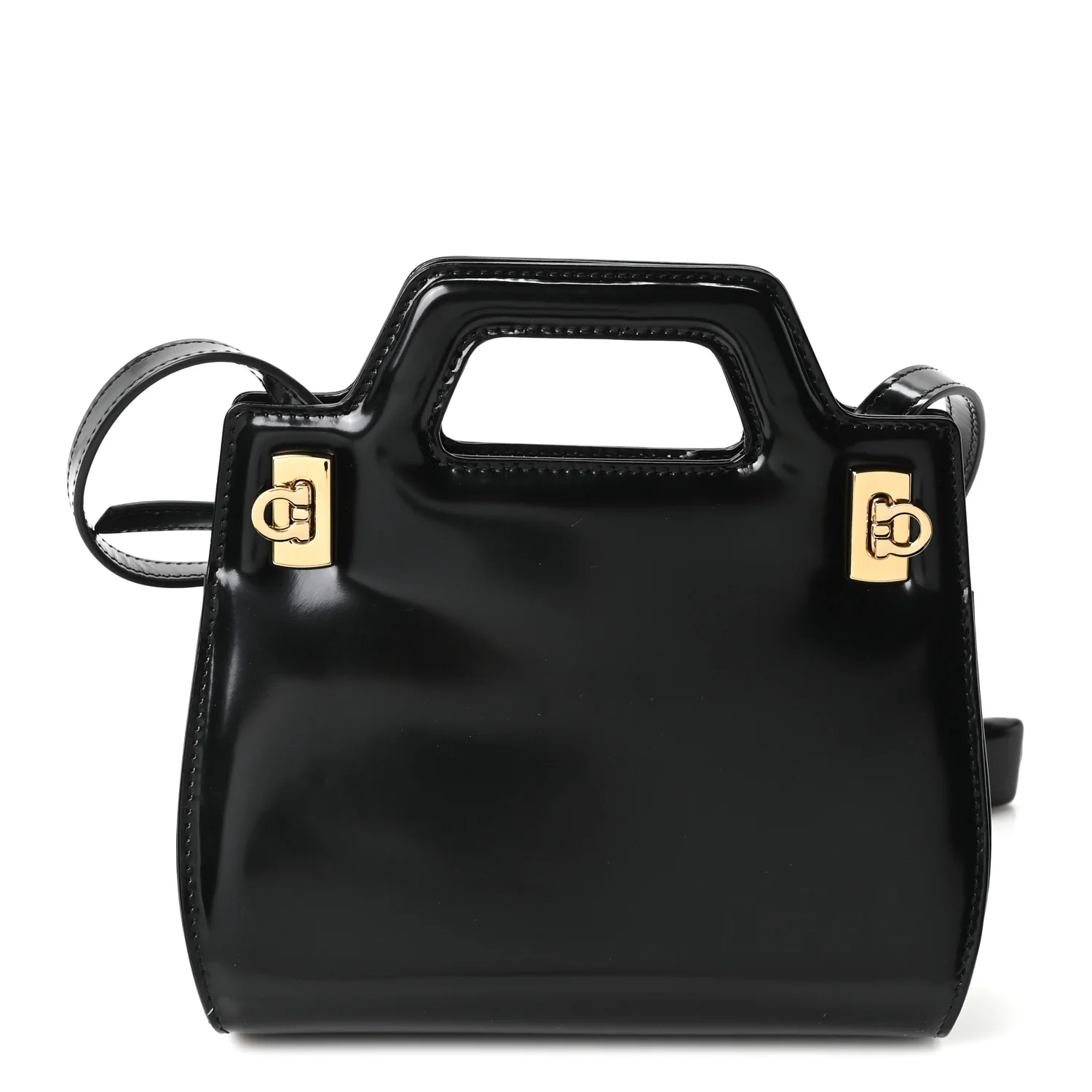 Brushed Calfskin Mini Wanda Top Handle Bag Black