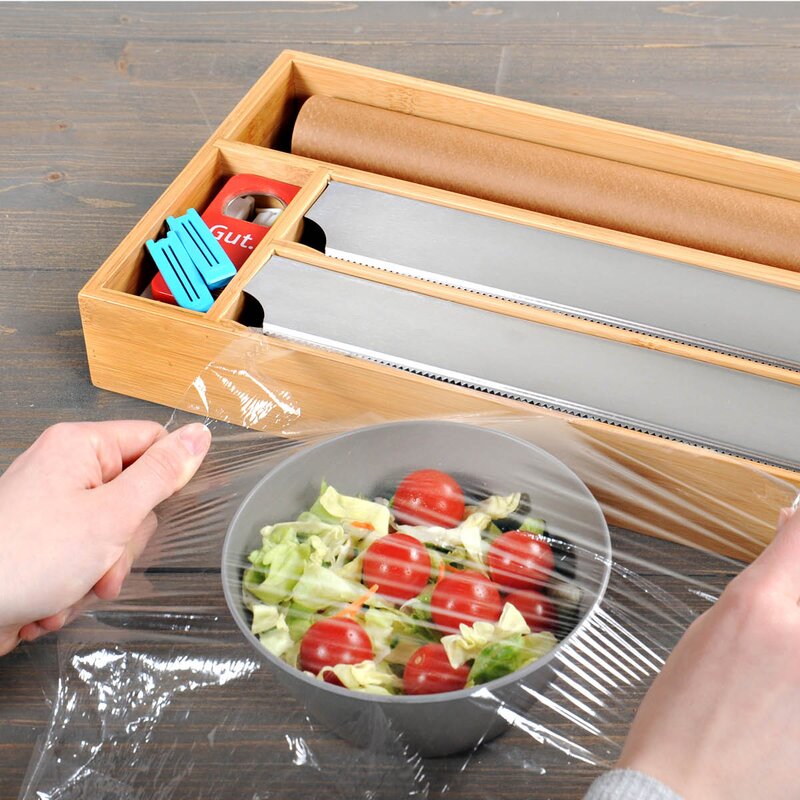 Foliedispenser 42x19x5,4 cm bambus