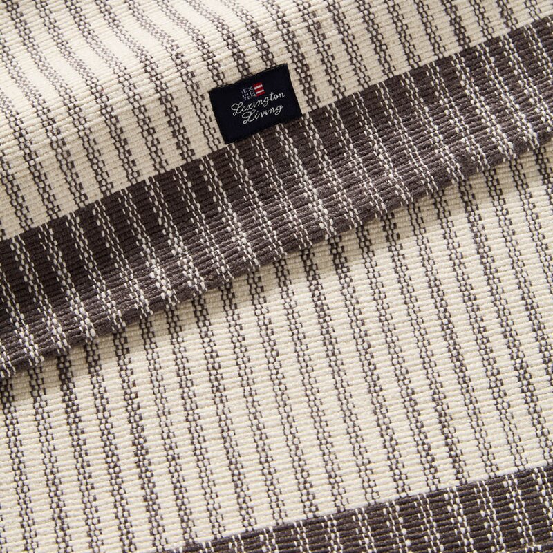 Stripet løper ribbed 50x150 cm mørkgrå/hvit
