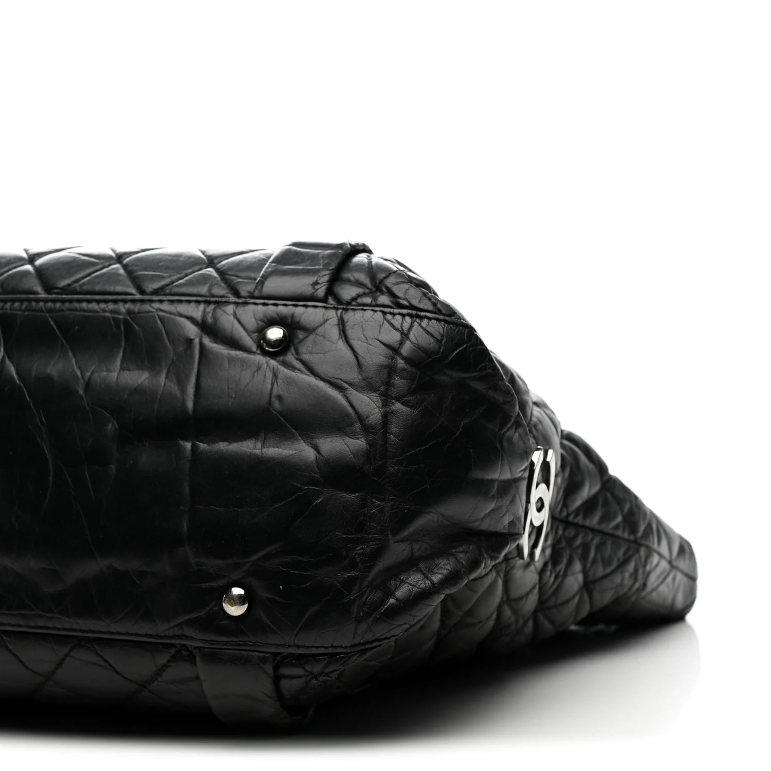 Distressed Lambskin Vintage Ligne Lady Braid Tote Black