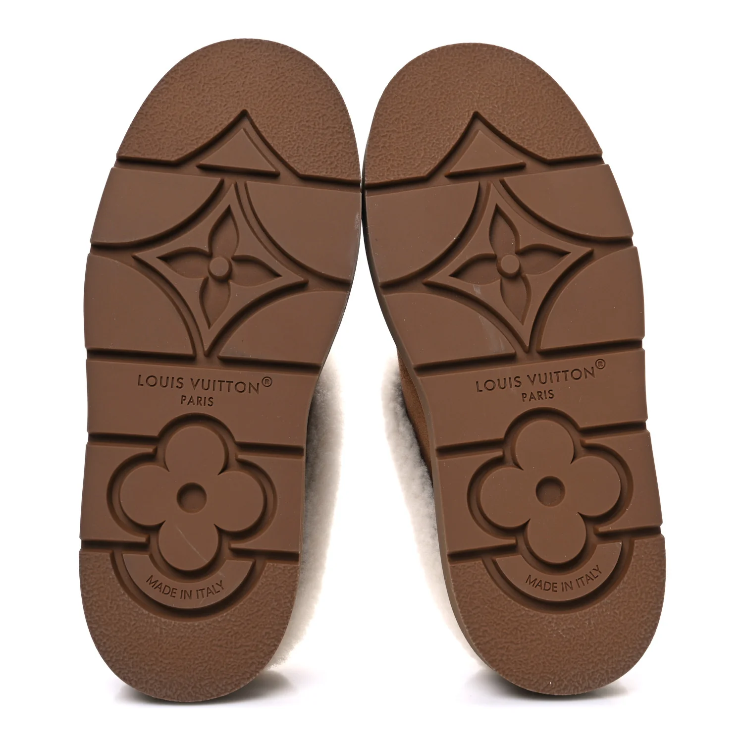 Suede Calfskin Shearling Monogram Debossed Cortina Closed Mule 38 Light Beige