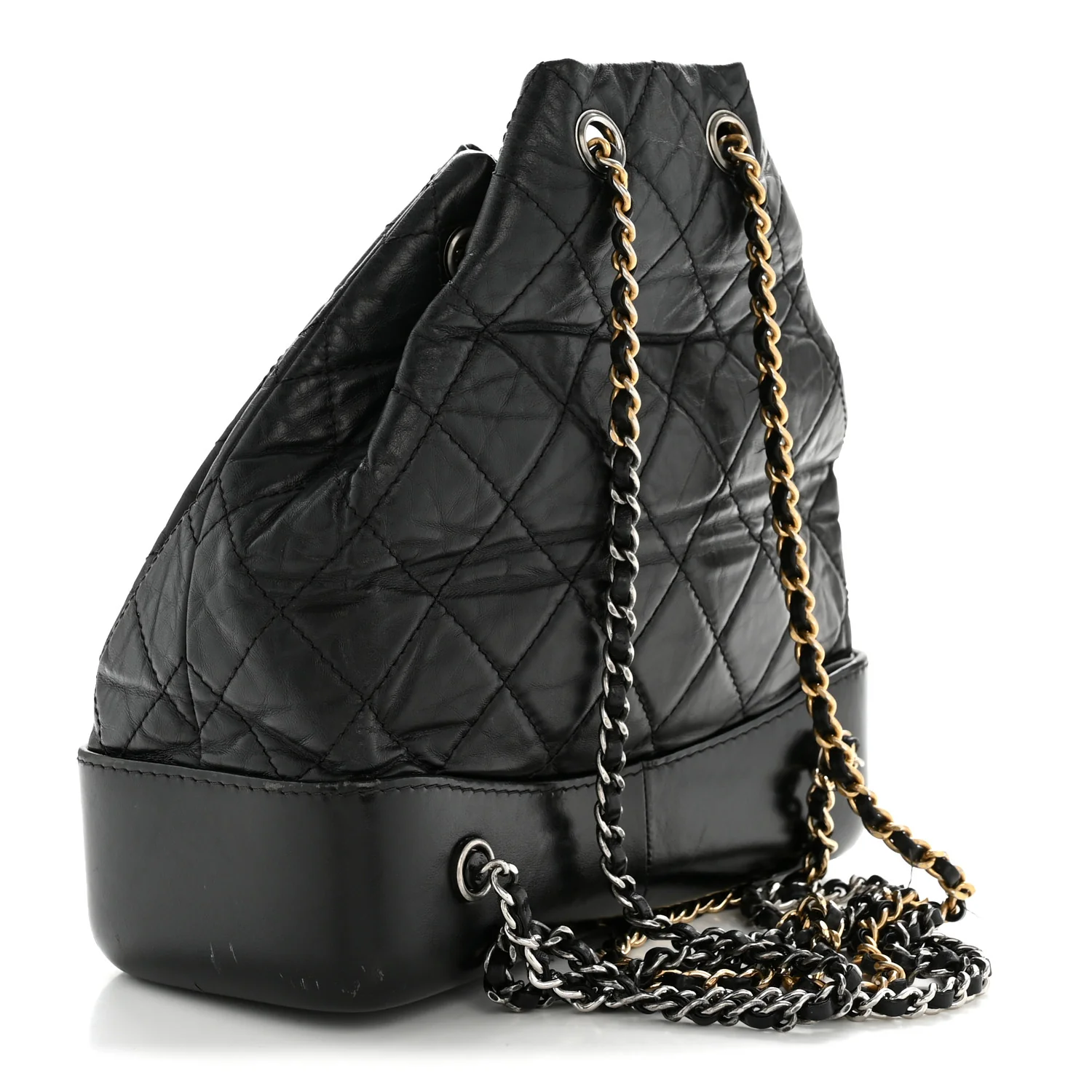 Aged Calfskin Quilted Small Gabrielle Backpack Black