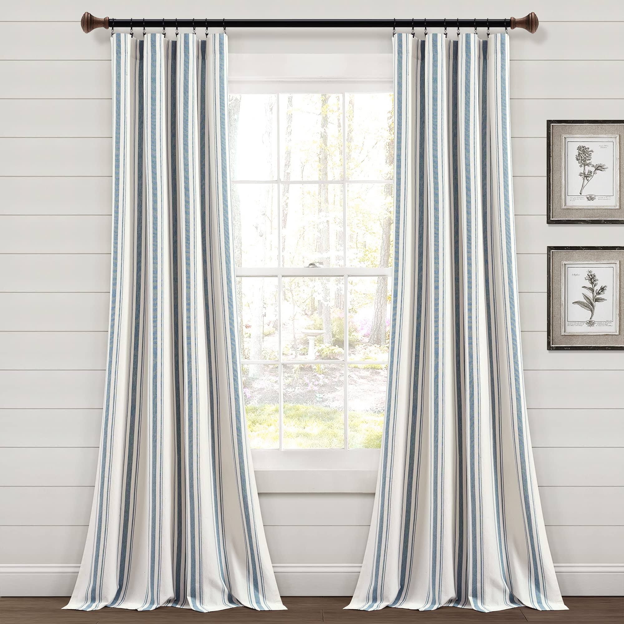Lush Decor Farmhouse Stripe Yarn Dyed Cotton Window Curtain Panel Pair - 84