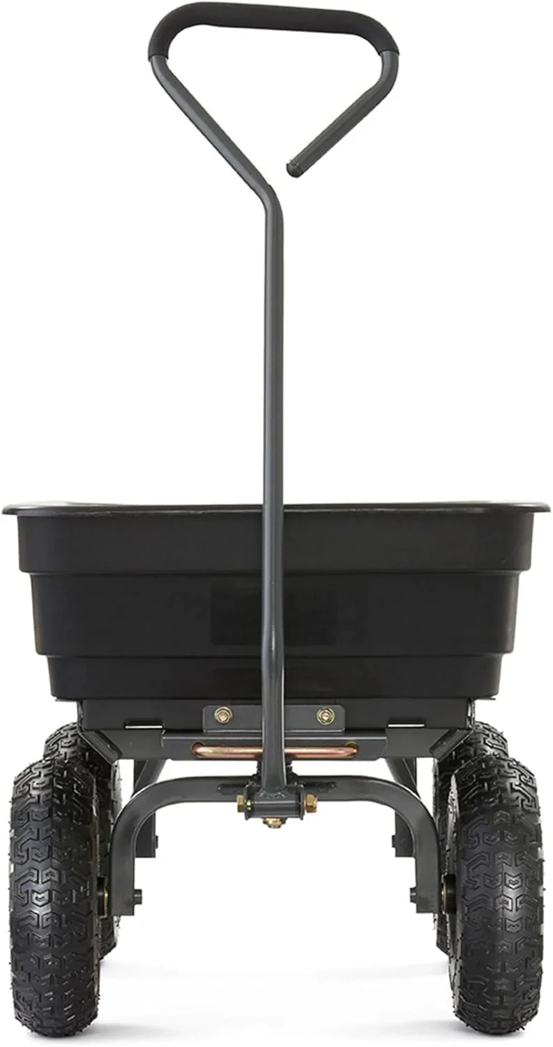 Heavy Duty Poly Utility Dump Wagon Garden Cart W/pneumatic Tires, 6 Cu ft - 1200 lb Capacity Outdoor Wheelbarrow for Yard, Landscaping &…