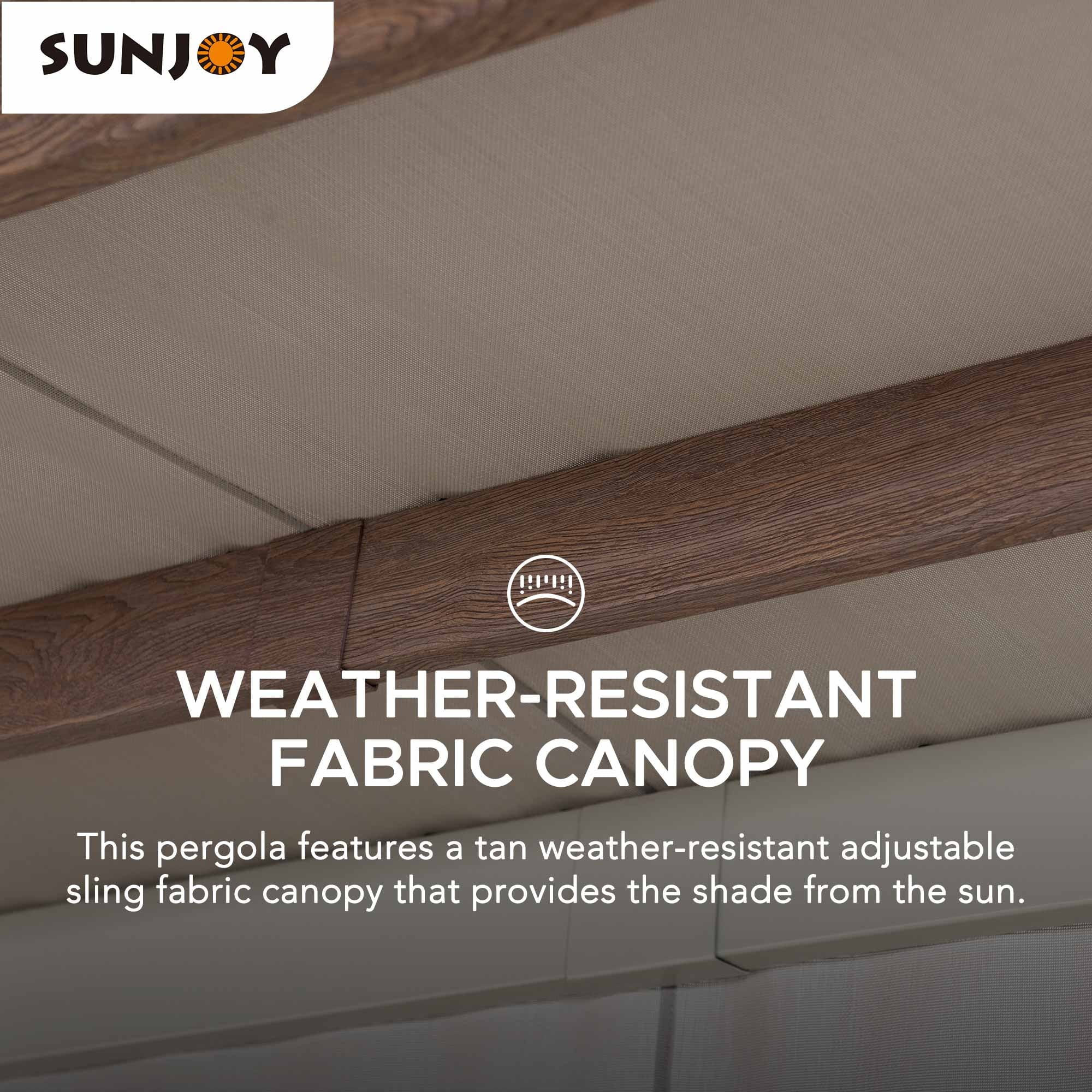 Sunjoy 12 ft. x 14 ft. Outdoor Pergola  Patio With Canopy Steel Frame Pergola for Backyard and Garden Shade, Light Gray