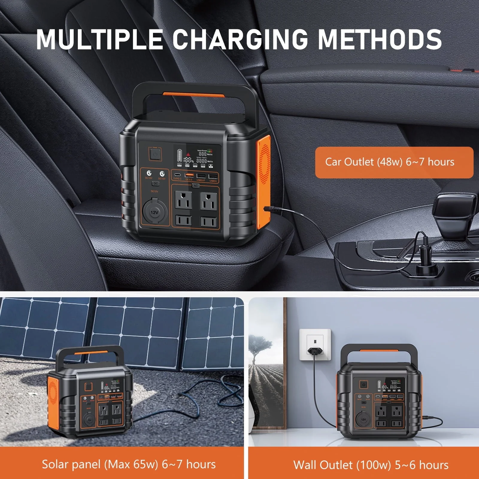 Portable Power Station 300W (Peak 600W), Solar Generator, Backup Battery Supply w/ AC Outlet for Home Blackout, Camping, Travel, CPAP Image 5